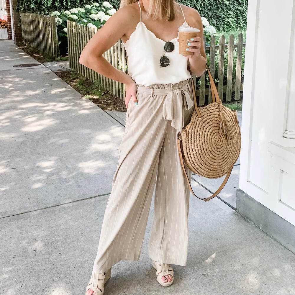 Neutral striped palazzo pants NWOT